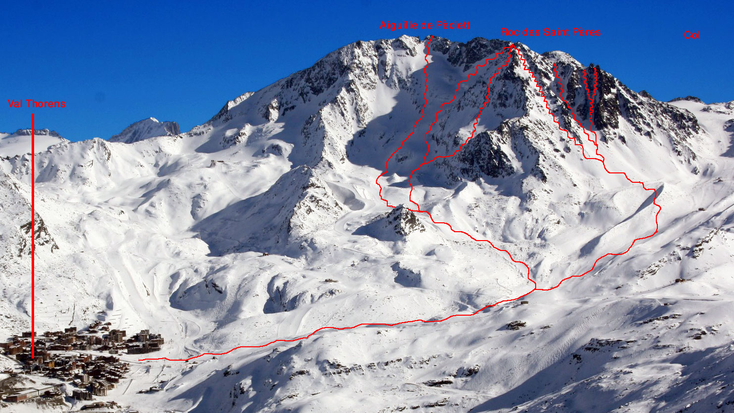 Freeskier rutes on Peclet mountain